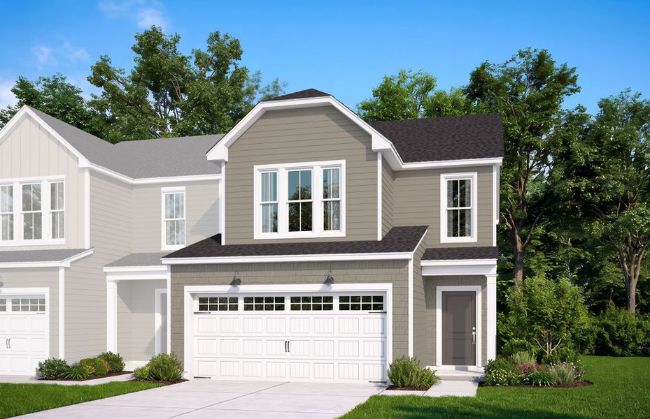 Representative exterior photo of a completed home built from the Hayden by Pulte Homes in Broadmoor, Wake Forest, NC (Image 18).