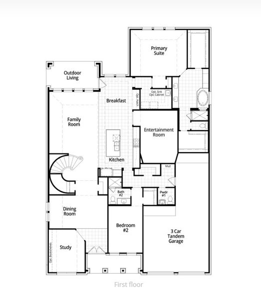 2D floor plan layout for the 223 Plan by Highland Homes in Jubilee: 70ft. lots, Hockley, TX (Image 32).
