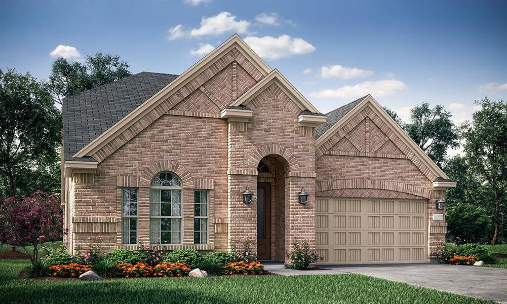 View of front of property with a garage