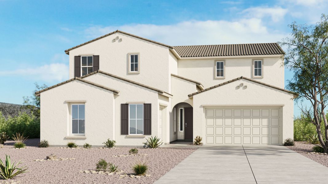 Representative exterior photo of a completed home built from the Glacier by Taylor Morrison in Saddleback, Peoria, AZ (Image 1). Representative exterior photo of a completed home built from the Glacier by Taylor Morrison in Saddleback, Peoria, AZ (Image 1).