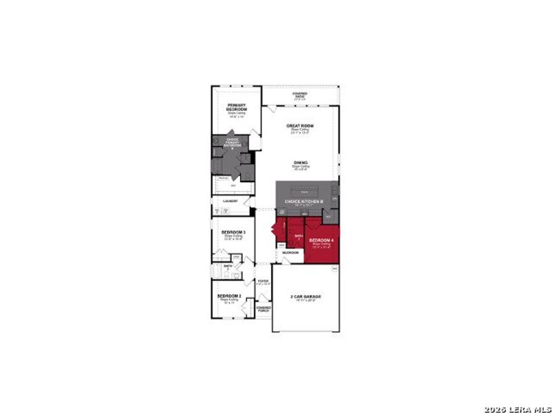 2D floor plan layout of this home in Morgan Meadows, San Antonio, TX (Image 2).