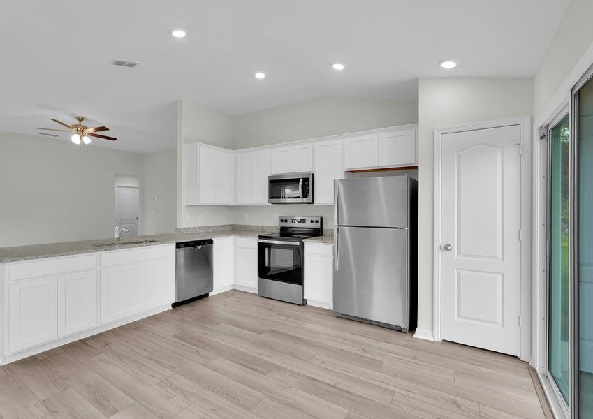 Eahc kitchen includes stainless-steel appliances
