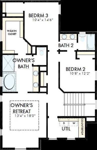 2D floor plan layout of this home in Goodnight Ranch, Austin, TX (Image 3).