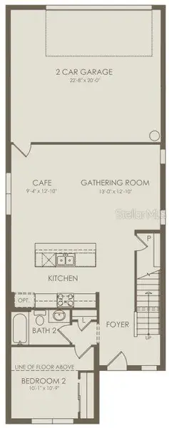 2D floor plan layout of this home in The Landings at Live Oak Lake, St. Cloud, FL (Image 3).