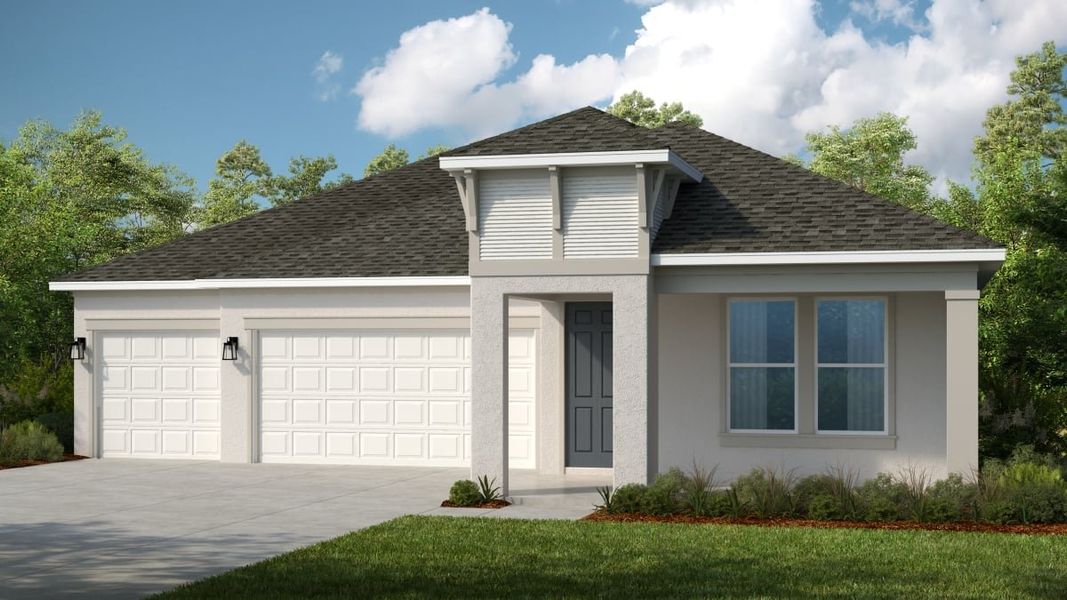Representative exterior photo of a completed home built from the Bainbridge by Taylor Morrison in Esplanade at McKinnon Groves, Winter Garden, FL (Image 2). Representative exterior photo of a completed home built from the Bainbridge by Taylor Morrison in Esplanade at McKinnon Groves, Winter Garden, FL (Image 2).