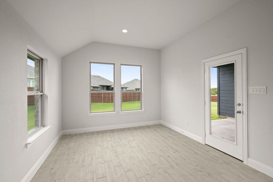 Representative exterior photo of a completed home built from the Balmoral by Impression Homes in Timberbrook, Justin, TX (Image 9).