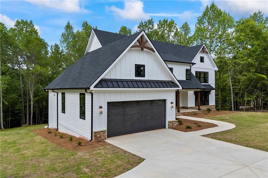 Front exterior of a new home in , Flowery Branch, GA, highlighting curb appeal (Image 50).