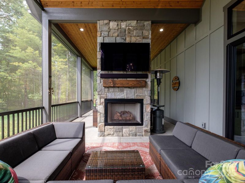 Outdoor fireplace & patio entertainment