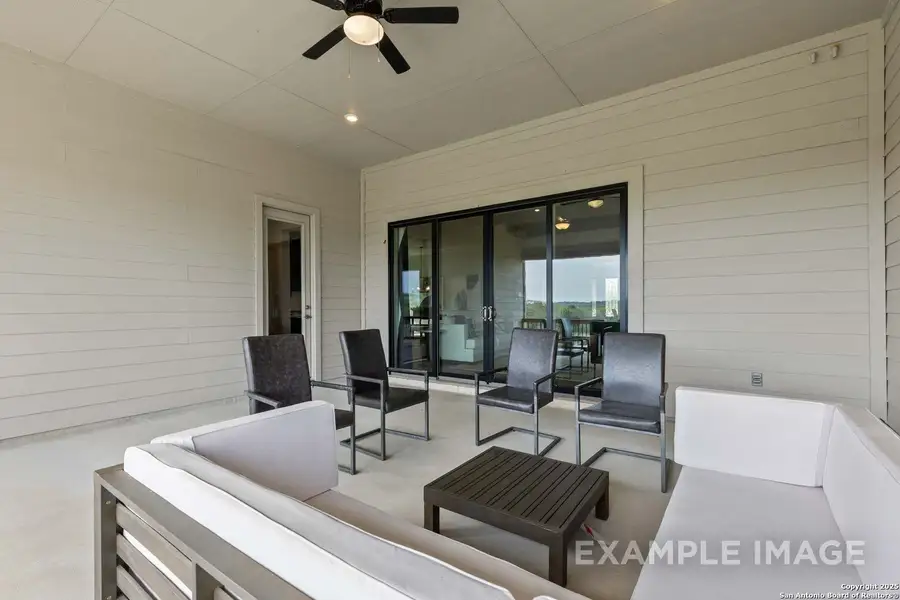 Exterior details and patio area of a home in Potranco Oaks, Castroville (Image 3).
