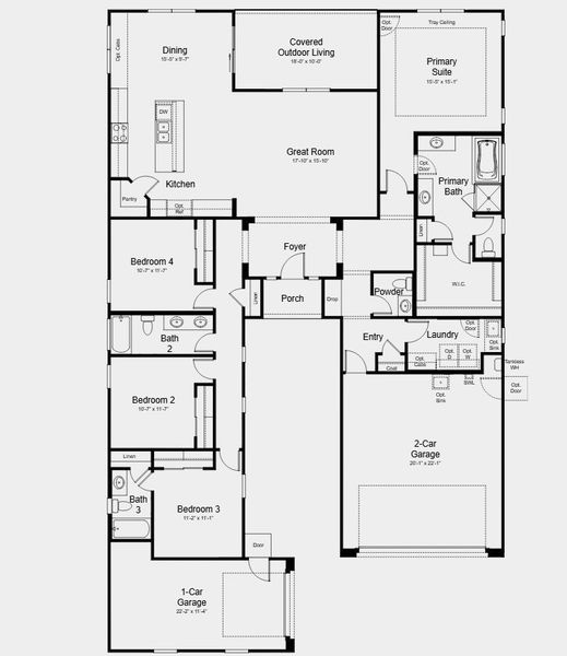 2D floor plan layout for the Cascade by Taylor Morrison in Ladera Trails, Peoria, AZ (Image 3).