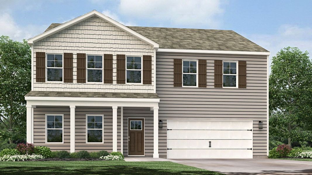 Front exterior of a new home in Price's Point, Knoxville, TN, highlighting curb appeal (Image 1). Front exterior of a new home in Price's Point, Knoxville, TN, highlighting curb appeal (Image 1).