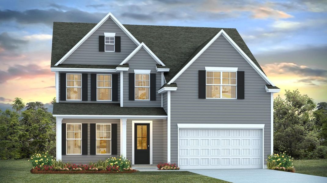 Representative exterior photo of a completed home built from the FORRESTER by D.R. Horton in Shell Pointe, Gilbert, SC (Image 2).