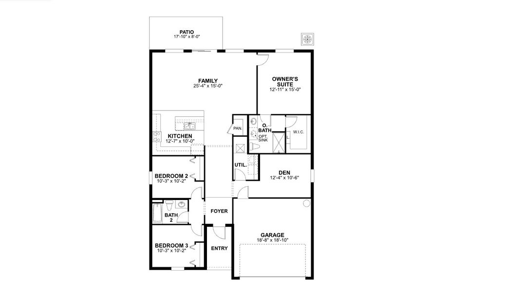 2D floor plan layout for the Sentinel by M/I Homes in Fox Branch, Lakeland, FL (Image 3). 2D floor plan layout for the Sentinel by M/I Homes in Fox Branch, Lakeland, FL (Image 3).