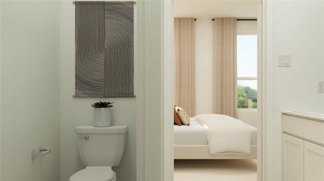 Bathroom with vanity and toilet