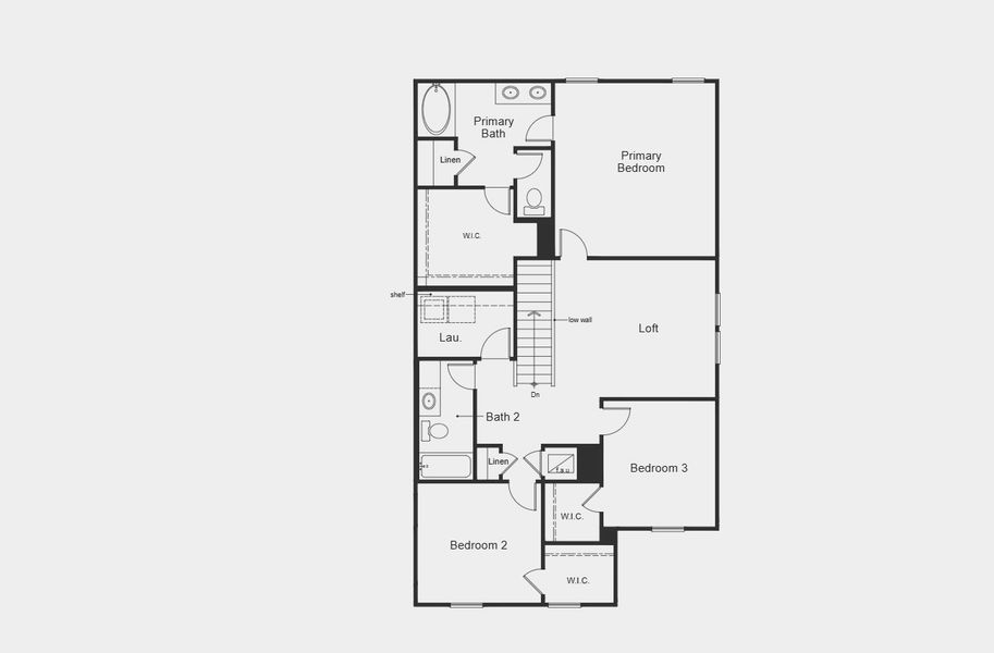 2D floor plan layout for the Plan 2088 by KB Home in Punta Verde, Converse, TX (Image 12).