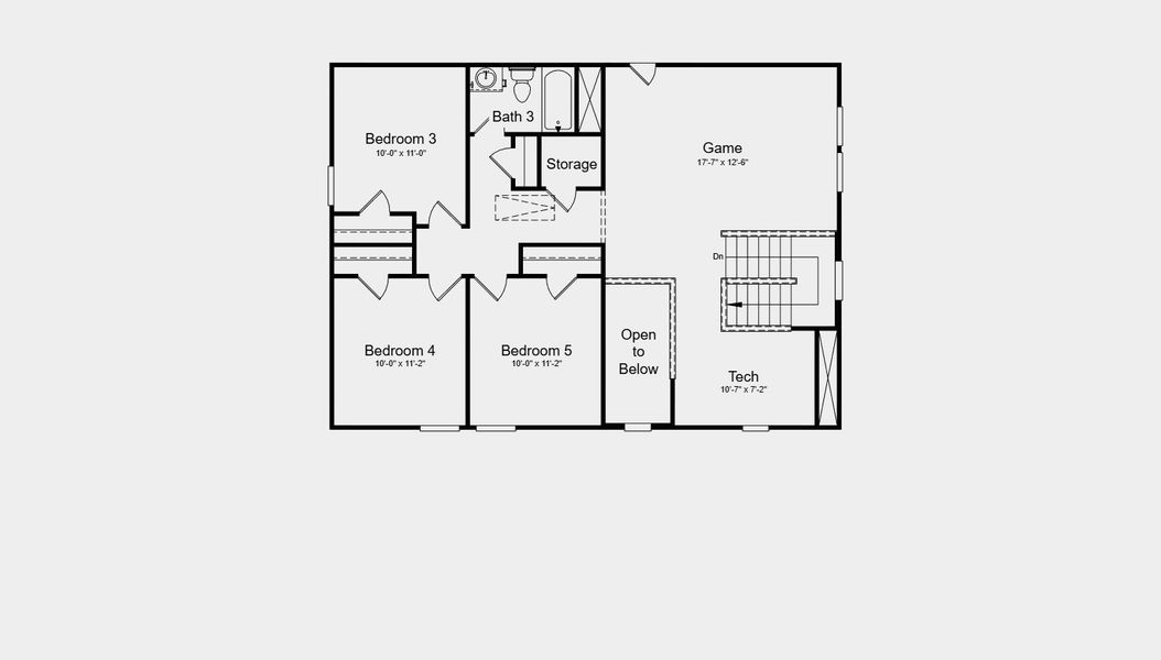 2D floor plan layout for the Leander by Taylor Morrison in Parks at Foster Crossing, Anna, TX (Image 5).
