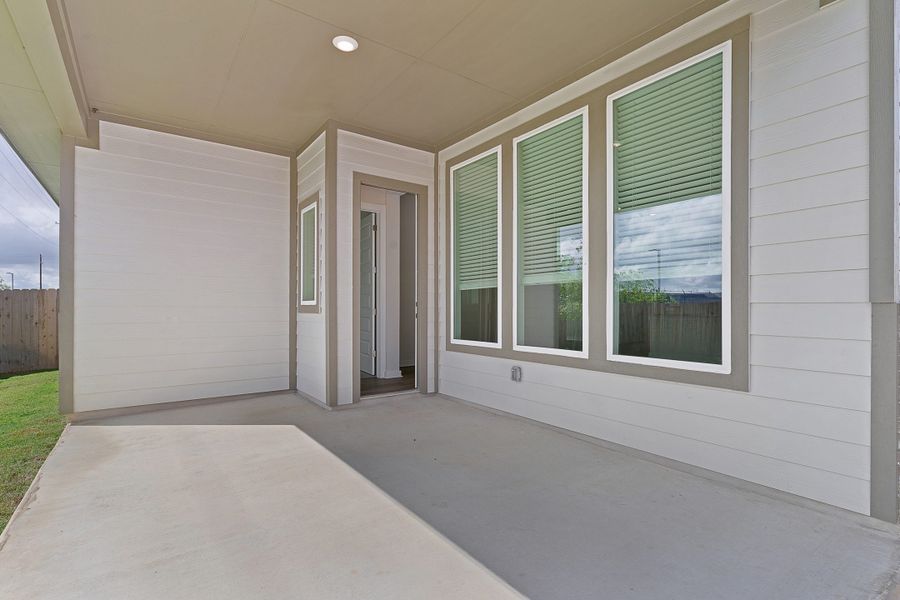 Exterior details and patio area of a home in The Grove at Blackhawk, Pflugerville (Image 3). Exterior details and patio area of a home in The Grove at Blackhawk, Pflugerville (Image 3).