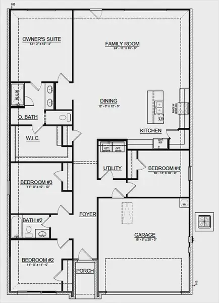 2D floor plan layout for the Grier by Cambridge Homes in Rolling Ridge, Van Alstyne, TX (Image 4).