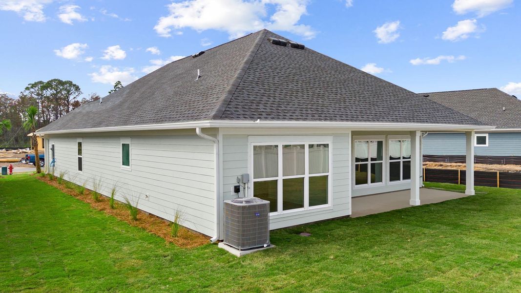 Exterior details and patio area of a home in Breakfast Point East Phase II, Panama City Beach (Image 3). Exterior details and patio area of a home in Breakfast Point East Phase II, Panama City Beach (Image 3).