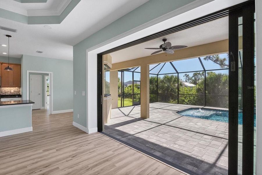 Large Open Great Room with Accordion Sliders