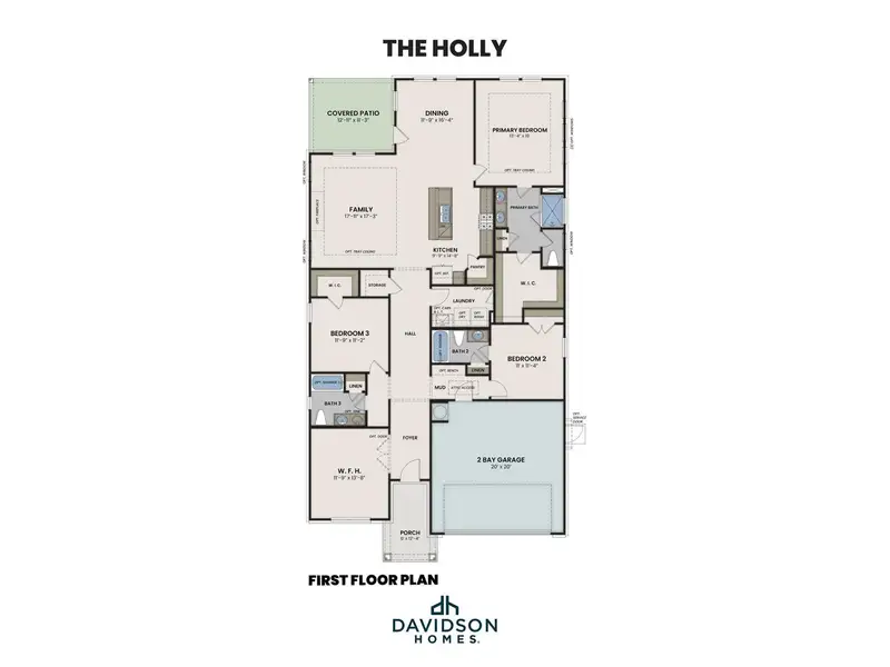 2D floor plan layout for the The Holly F by Davidson Homes LLC in Rayburn Valley, San Antonio, TX (Image 3).