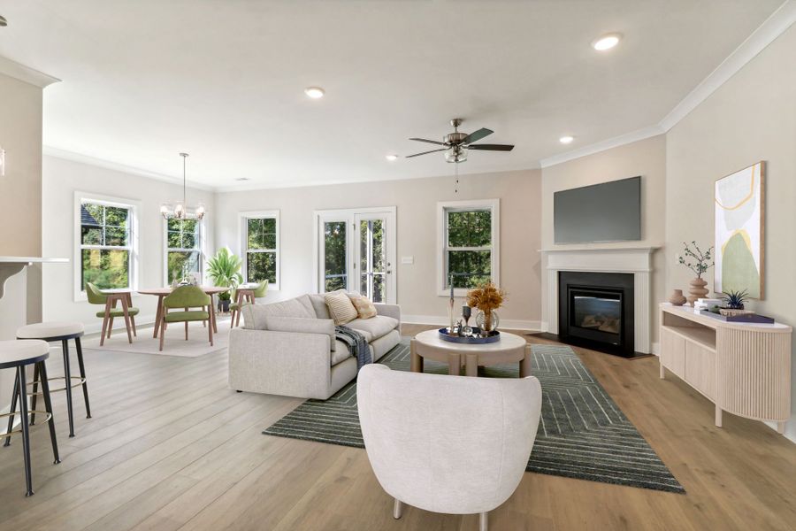 Representative furnished interior of a home built from the Austin II by Great Southern Homes in Edwards Ridge, Central (Image 8).
