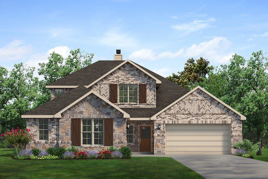 Front exterior of a new home in Clear Sky Addition, Valley View, TX, highlighting curb appeal (Image 1). Front exterior of a new home in Clear Sky Addition, Valley View, TX, highlighting curb appeal (Image 1).