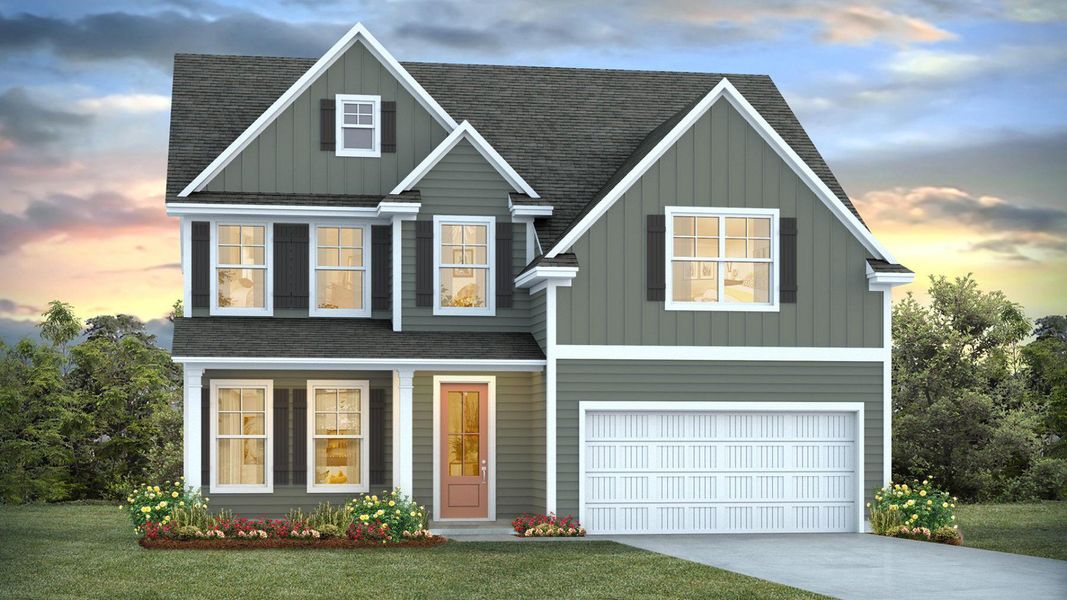Representative exterior photo of a completed home built from the FORRESTER by D.R. Horton in Surfside Landing, Hubert, NC (Image 1).