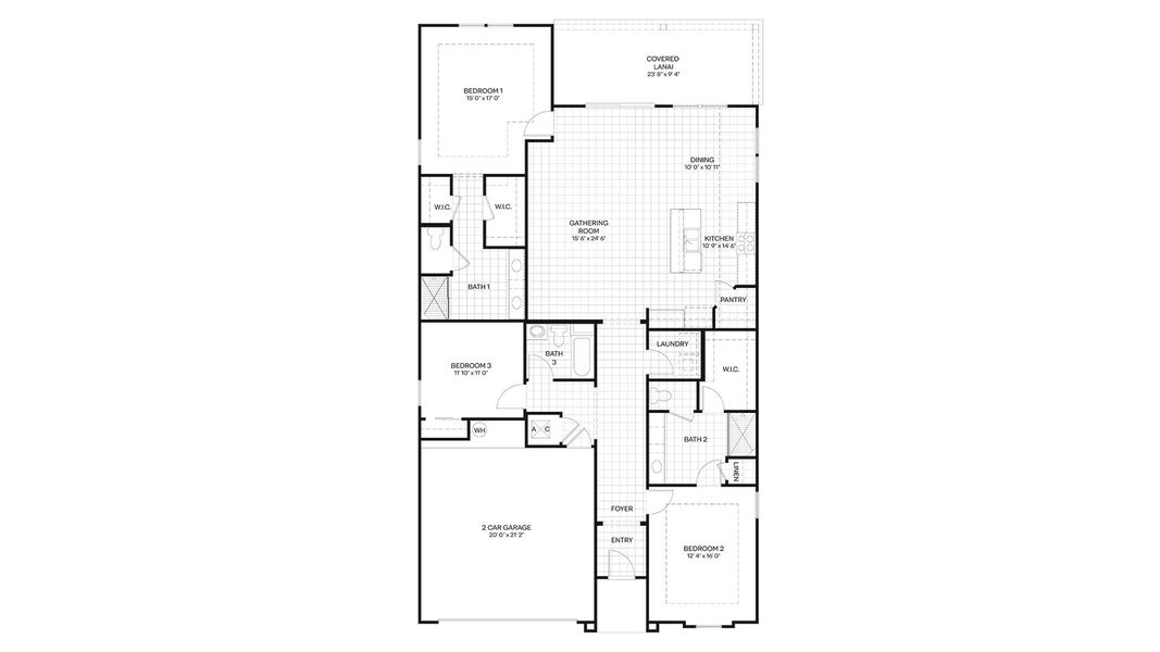 2D floor plan layout for the Elton by D.R. Horton in American Village, Palm Coast, FL (Image 5).
