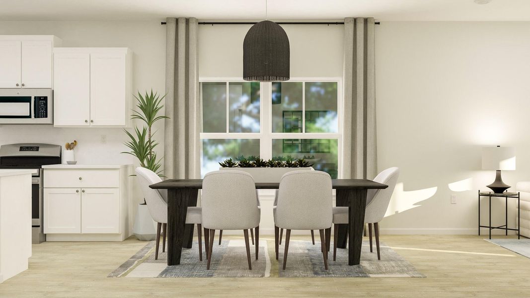 Furnished interior view inside a new home in Horizons at Carnes Crossroads | 55+: Cottage Collection, Summerville (Image 5). Furnished interior view inside a new home in Horizons at Carnes Crossroads | 55+: Cottage Collection, Summerville (Image 5).