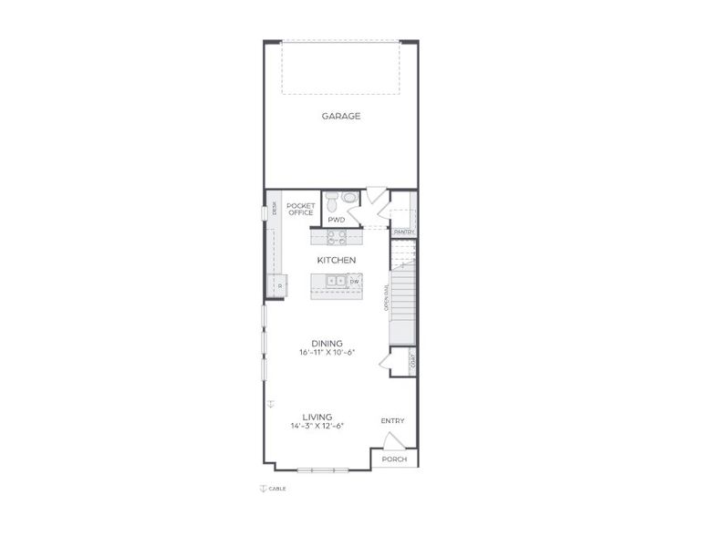 2D floor plan layout for the Sallie - modern by Cadence Homes in Karis, Crowley, TX (Image 3). 2D floor plan layout for the Sallie - modern by Cadence Homes in Karis, Crowley, TX (Image 3).