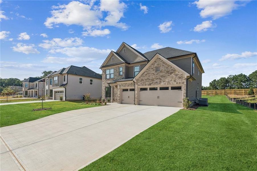 Front exterior of a new home in , Lawrenceville, GA, highlighting curb appeal (Image 26).