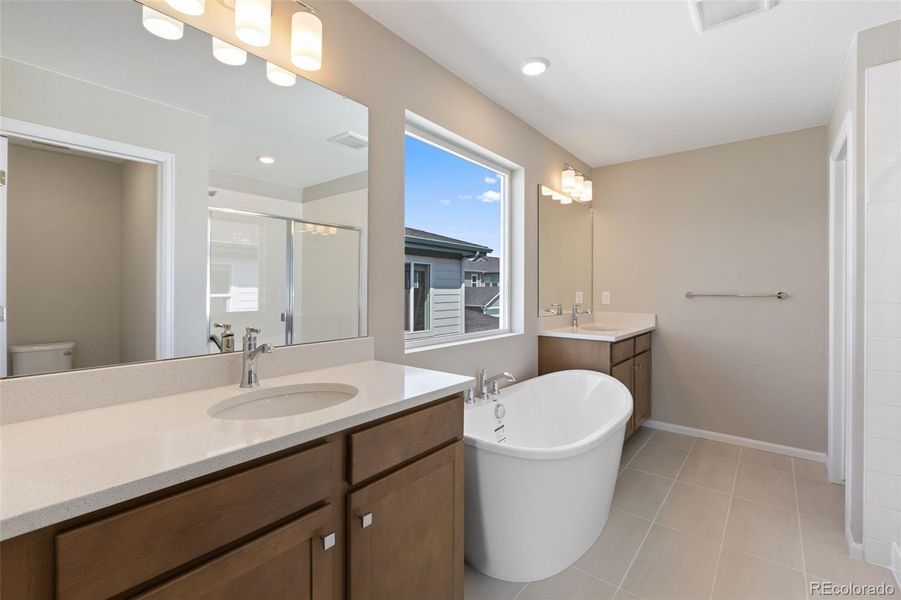 Furnished interior view inside a new home in Woodrose at Painted Prairie, Aurora (Image 6).