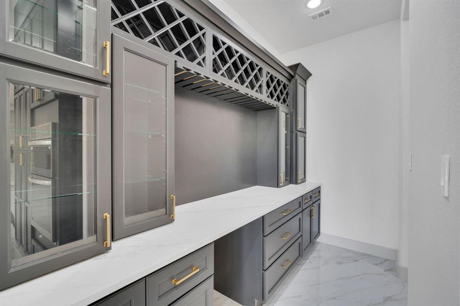 Butler's pantry with wine rack Butler's pantry with wine rack