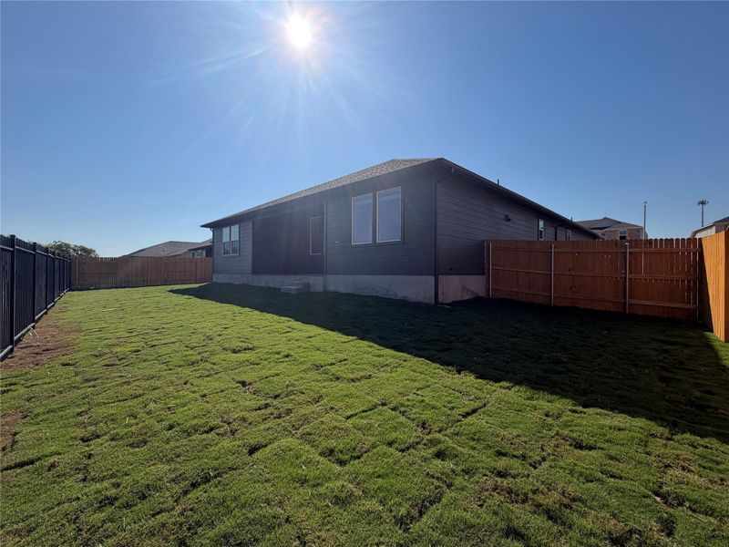 View of fenced backyard