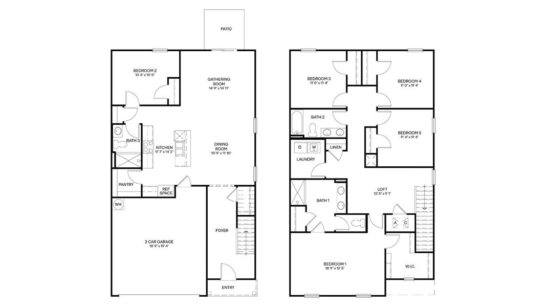 2D floor plan layout for the Robie+ by D.R. Horton in Diamond Springs, Jacksonville, FL (Image 3).