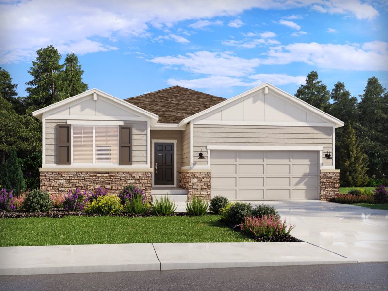 Front exterior of a home in the Meridian Ranch community, located in Peyton, CO (Image 12).