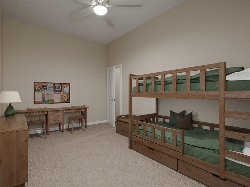 Large secondary bedrooms provide space for everyone in your household. (Artist`s rendering)