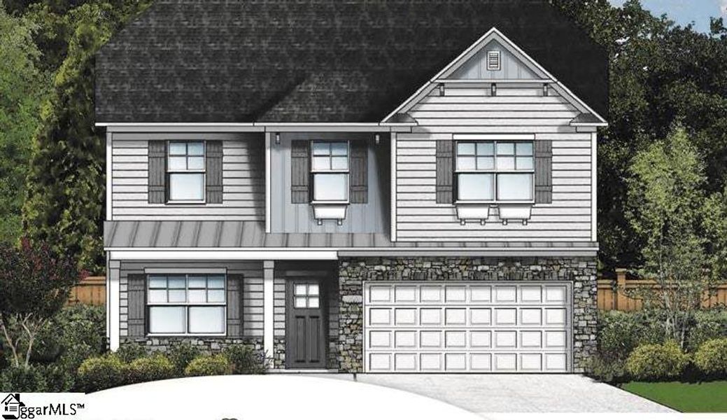 Exterior rendering of this home design in Shiloh Trail, Wellford, SC (Image 5).