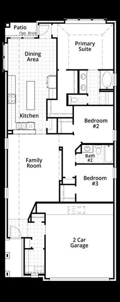 2D floor plan layout for the Corby by Highland Homes in Pomona: 42ft. lots, Manvel, TX (Image 4).
