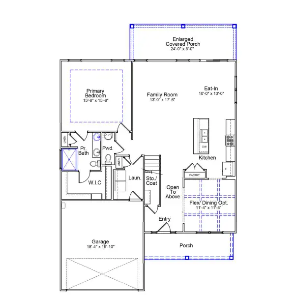 2D floor plan layout of this home in Indigo at Abbey Preserve, Wilmington, NC (Image 2).