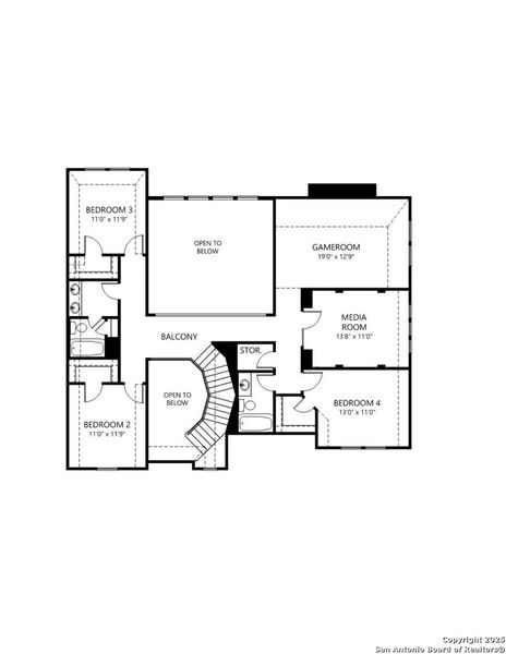 2D floor plan layout of this home in Esperanza - 70', Boerne, TX (Image 3).