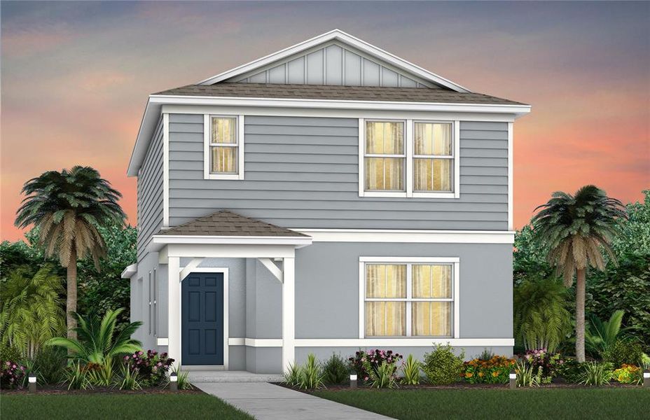 Exterior Design. Artistic rendering for this new construction home. Pictures are for illustrative purposes only. Elevations, colors and options may vary.