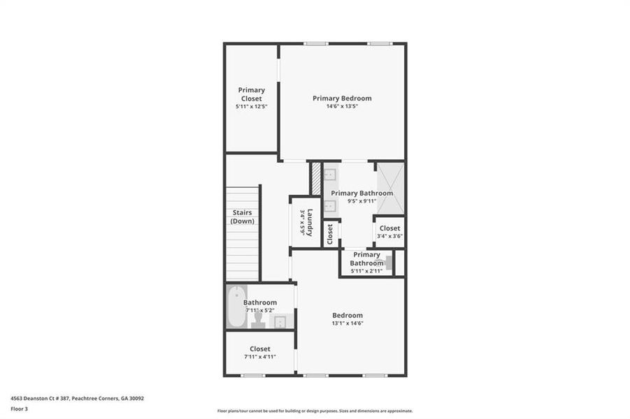 2D floor plan layout of this home in Waterside Townhomes, Peachtree Corners, GA (Image 6).