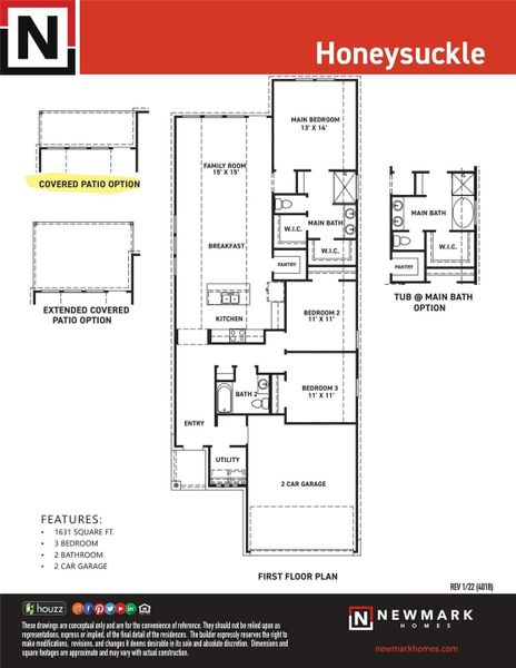 2D floor plan layout of this home in Meridiana 40', 65', Iowa Colony, TX (Image 4).