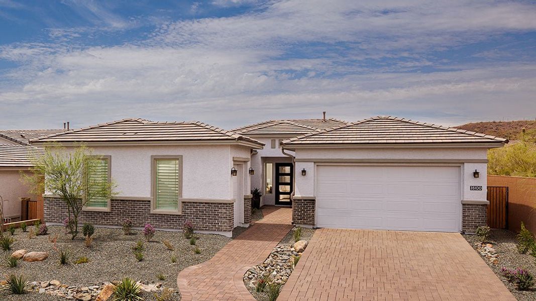 Representative exterior photo of a completed home built from the Cascade by Taylor Morrison in Saddleback, Peoria, AZ (Image 19). Representative exterior photo of a completed home built from the Cascade by Taylor Morrison in Saddleback, Peoria, AZ (Image 19).