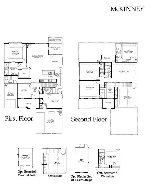 2D floor plan layout for the McKinney by Windsor Homes in Anna Town Square, Anna, TX (Image 6).