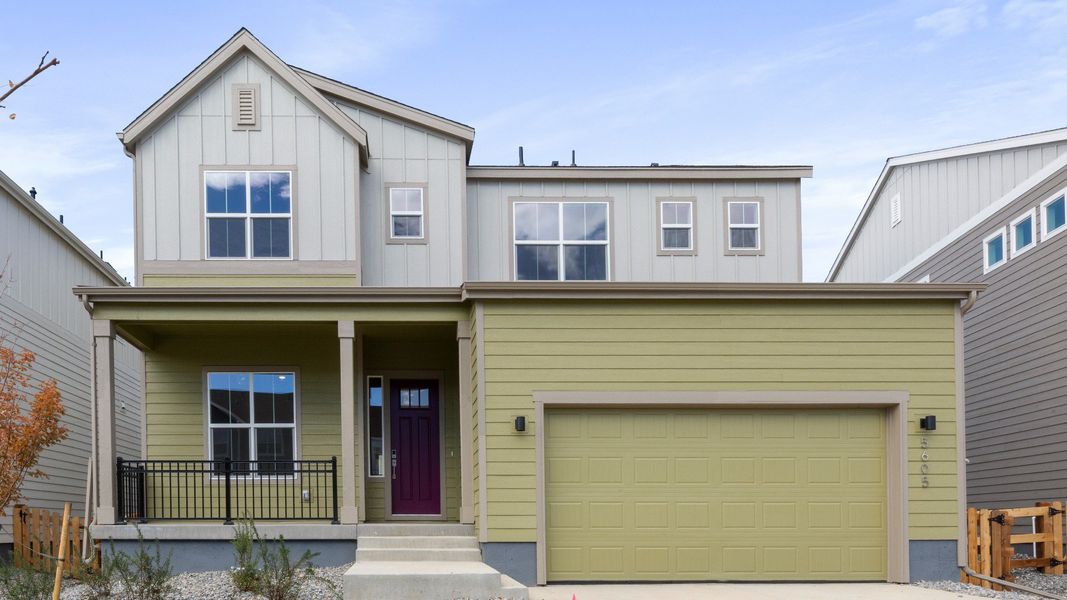 Exterior details and patio area of a home in Dillon Pointe - Journey, Broomfield (Image 1).