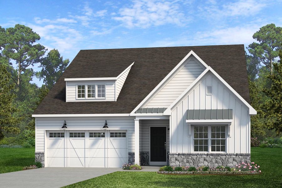 Representative exterior photo of a completed home built from the Harrison by Keystone Custom Homes in Preserve at Mayes Meadow, Cornelius, NC (Image 8).