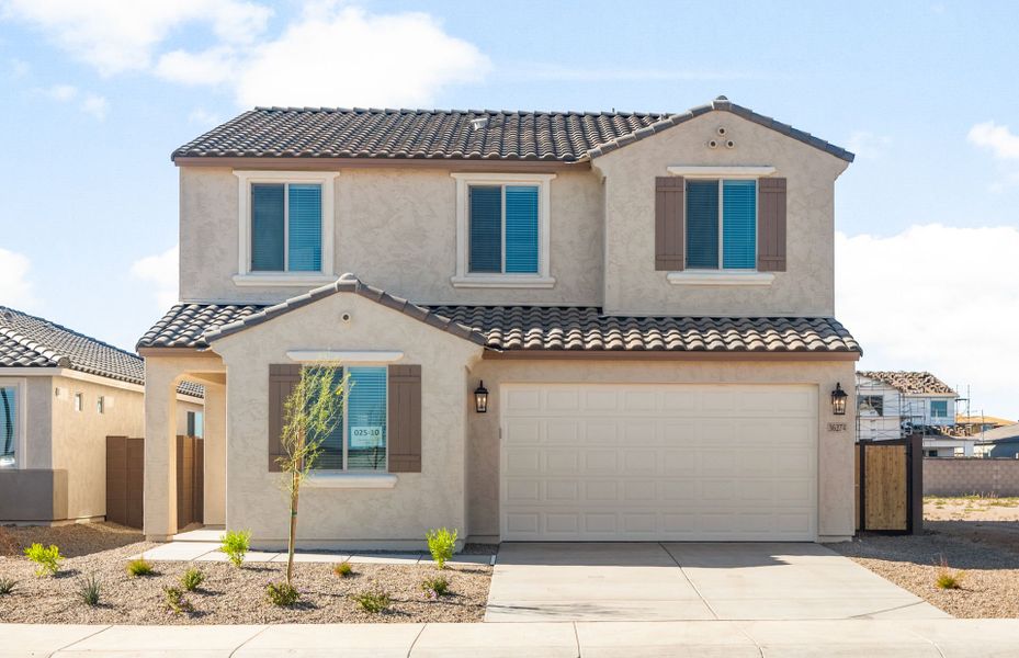 Front exterior of a new home in Soleo, San Tan Valley, AZ, highlighting curb appeal (Image 1). Front exterior of a new home in Soleo, San Tan Valley, AZ, highlighting curb appeal (Image 1).